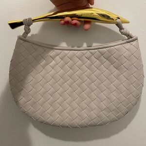 Genuine leather woven handbag